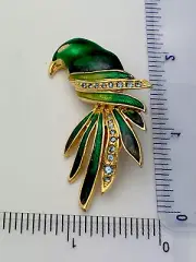 Signed Lianna LIA Vintage 1990s Gold Crystal Enamel Bird Pin Brooch