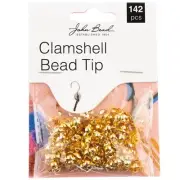 John Bead Clamshell Bead Tip 142/Pkg-Gold (Pack of 3)