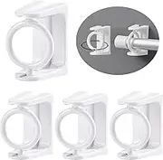 Self Adhesive Curtain Rod Bracket,4Pcs ABS Wall Bracket Hooks,360° Rotating Ring Curtain Rod Brackets,Self Adhesive Tension Rod Curtain Rod Holders, Curtain Rod Hooks Hangers,Drapery Rod Hook Holder