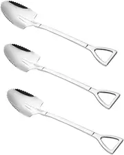 OKUMEYR 3 Pack of Grapefruit Spoons Mud Scraping Serrated Edge Long Handle Stainless Steel for Baby Feeding
