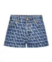 Valentino Toile Iconographe Logo Patch Denim Shorts 25,26,28 blue