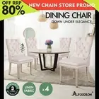 ALFORDSON 4x Dining Chairs Kitchen Lounge Padded Diamond Tufted Fabric Beige