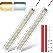 Lamptobe 12V LED Light Bar, Upgraded 6000K/3000K 2 Colors Van Light with ON/Off Switch, 8W 600LM 114 LED RV Interior Light Bar for Motorhome Van Camper Kitchen Cabinet(2 Pack)