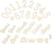Cabilock Baby Milestone Sign Set 28 Wooden Word Props for Baby Announcements Decorations