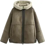 [PTBNRDC] Winter Coats for Women Warm Sherpa Fleece Lined Jackets Hooded Zip Up Outerwear