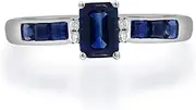 [Gin & Grace] 10K White Gold With Natural Blue Sapphire And Natural Diamond Ring For Women