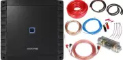 Alpine S2-A60M S-Series Class D 600 W Mono Subwoofer Amplifier + 0 Gauge Amp Kit