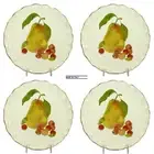 NEW Crate & Barrel HARVEST FRUIT 7.5" Salad Plate Set 4 Pear Italy 516-892