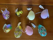 8PC NWT Pier 1 Imports Easter Ornaments, 1 BumbleBee, 7 Eggs,Multicolored Pastel