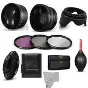 52MM WIDE ANGLE & TELEPHOTO LENS + MEM WALLET FOR NIKON D5200 D5100 D3300 D3200