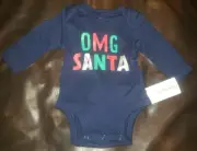 Baby Carter’s “OMG Santa” Graphic Navy Bodysuit Size Newborn