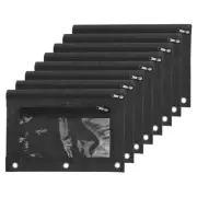 Pencil Pouch 8 Pack Mesh Zipper Binder Pouch Pencil Case Black