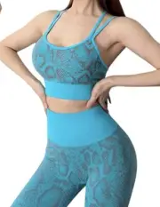 yoga set size Small womens sports bra Highwaisted leggings New Blue