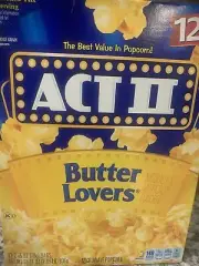 ACT II BUTTER LOVERS 12 BAGS 33.01 OZ MICROWAVE POPCORN NEW SEALED