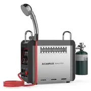 CAMPLUX 10L Portable Hot Water Heater Kit Rechargeable for 453g Propane Canister Outdoor Shower System