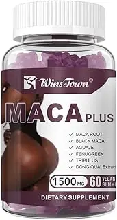 Maca Plus Gummies,1500mg Hip Butt Enhancement Gummies,Big Booty Enhancer With Black Maca Root & Dong Quai Extract, Gluteus Boost Vitamins for Women - 60 Count Fruit Flavor