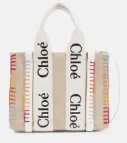 [Chloe] Chloé Woody Small embroidered canvas tote One Size beige