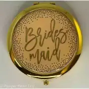 Bridesmaid Gift Compact Mirror by C.R. Gibson Gold Colored Metal and Peach Top