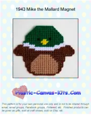 Mike the Mallard Magnet - Plastic Canvas Pattern or Kit
