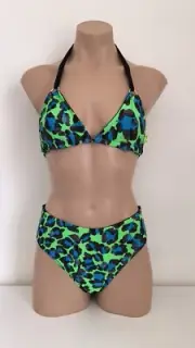 Schminke leopard animal print set bikini bra top scrunch butt pants bottoms
