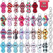 shynek Chapstick Holder Keychain Bulk, 30Pcs Lip Balm Holder with 30 Sets Keyring Clips for Lipstick, Chapstick, Lip Balm (Assorted Colors)