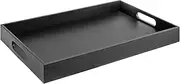 Home Redefined Beautiful Modern Elegant 18"x12" Rectangle Classic Black Faux Leather Decorative Ottoman Coffee Table Perfume Living Room Kitchen Serving Tray with Handles for All Occasion's