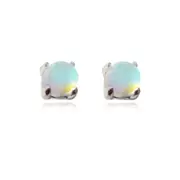 Culturesse Dawn 3mm Moon Stud Earrings Sterling Silver Natural Clear Moon Opals