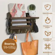 Key Holder Wall Mounted Key Hanger with Hooks and Shelf Wood Key and Mail KokZs