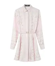 Versace Chain-Printed Belted Mini Dress IT40,IT44,IT42,IT38,IT36 light pink