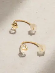 [Melissa Joy Manning] Melissa Joy Manning - Mini Wishbone 14-karat Gold Herkimer Diamond Earrings - One size One size Gold
