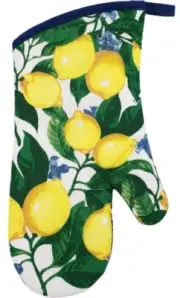 Printed Kitchen Jumbo Oven Mitt (7"x13") CITRUS FRUITS, LEMONS # 2, blue back,GR