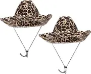 [Minkissy] 2pcs Fashionable Leopard Print Cowboy Hats Unique Stage Performance Hats for Parties and Decorations Comfortable and Breathable Design for Everyday Wear