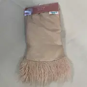 Christmas Tree Skirt Pink Shimmer Shaggy Fluffy Faux Trim Bottom Elegant Decor