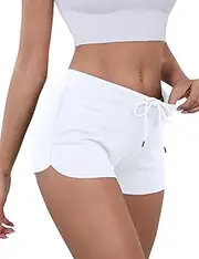 [IECCP] Athletic Shorts for Women Summer Workout Sweat Shorts Cute Low Rise Mini Shorts with Drawstring and Pockets Sleepwear