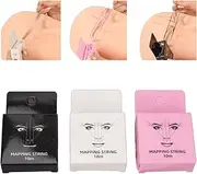 3pcs Inked Eyebrow Mapping String,Measuring Tool for Marking Symmetrical Eyebrows，Microblading Waxing Ink Eyebrow Thread Brow Marker for Create Flawless Eyebrow Curves,Three Colors 32.8ft