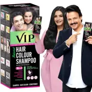 VIP 5 in 1 Hair Shampoo Black Color for Hairs, Beard,Chest Hair, Mustache 400ml