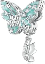 [Teleye] Flowery Butterfly Charm 925 Sterling Silver Charm Fits For Pandora Bracelet Necklace,BSC838, Cubic Zirconia, Created Cubic Zirconia