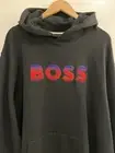 Hugo Boss Mens Seeger 99 Hoodie Sweatshirt Black DEGRADÉ Logo Cotton-Terry 3XT
