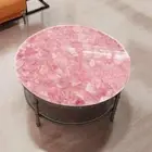 30" Stunning Rose Quartz Stone Coffee Table Round Cafeteria Modern Arts Home Dec