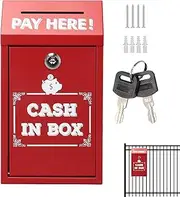 Ballot Box - Wall Mount Money Cash Drop Box with Key - Metal Storage Organizers with Key Slot Wall Mounted Ballot Mailbox for Countertop Farm Office