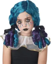 Clowny Kid Curls Wig Clown Girl Fancy Dress Up Halloween Child Costume Accessory