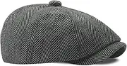 [Dalababa] Mens Herringbone 8 Panel Caps, Classic Newsboy Tweed Flat Cap Baker Boy Adjustable Gatsby Irish Beret Peaky Style Hat Unisex