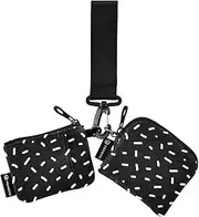 [Amooorous] Black and White Abstract Pattern Dual Coin Purse Credit Card Holder Wallet Small Portable Card Money Holder with Wristlet Strap for Woman 2 Packs, Black and White Abstract Pattern, 1 size, Casual