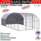 Outdoor Chicken Coop Hen House Pet Cage Chicken Run Galvanised Steel 3x6x2m Roof