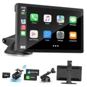 Wireless Carplay Screen for Car with 4K Dash Cam, 9" Portable Carplay 9 Inches