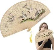 [Generic] Folding Hand Fan - Oriental Folding Japanese Fan with Tassel,Mother's Day Birthday Tabletop Ornament Traditional Dancing Props for Stage, Wedding