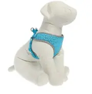 TOP PAW XL Reflective Gunmetal Laser Cut Comfort Dog Step In Harness Blue