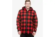 Swanndri Mens Hudston Wool Hoodie Jacket SW17435M Red /Black Check Rugged Warmth with Bush-Ready Style