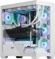 ATX Mid-Tower PC Case, Pre-Install 4 PWM ARGB Fans Computer Case, Full View Dual