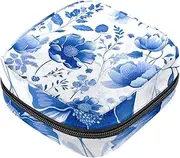 Period Bag,Sanitary Napkin Storage Bag,Blue Spring Peony Flowers,Tampon Bag for Purse